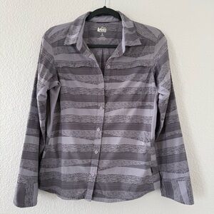 REI Co-Op Sahara Shirt Small Purple Long Sleeve Button Front Outdoor Hiking